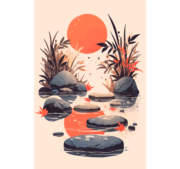 Inspiraatio japanilaiseen tyyliin kylpyhuoneen rullaverho - Tenstickers