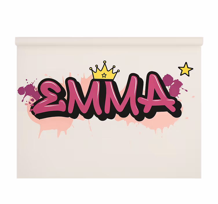 Vaaleanpunainen mukautettu graffiti lapsen rullaverho - Tenstickers