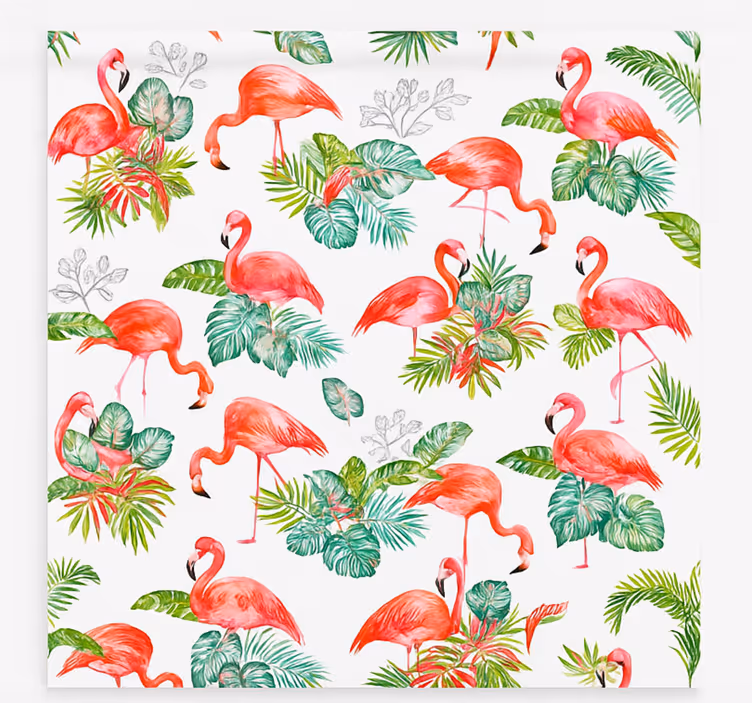 Flamingo trooppinen kuvio rullaverho keittiöön - Tenstickers