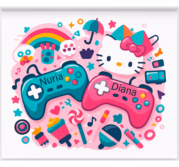Mukautetut kitty-ohjaimet nörtti-tyylinen rullaverho - Tenstickers