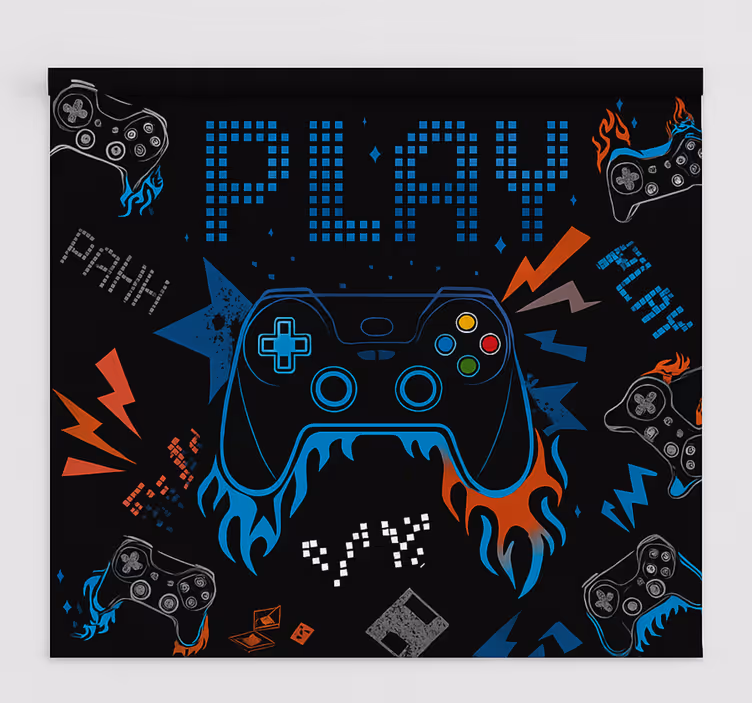 Retro punk-pelikonsoli nörtti-tyylinen rullaverho - Tenstickers