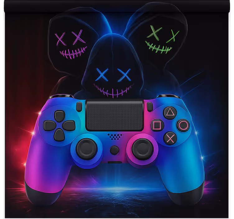 Neon salaperäiset pelaajat nörtti-tyylinen rullaverho - Tenstickers