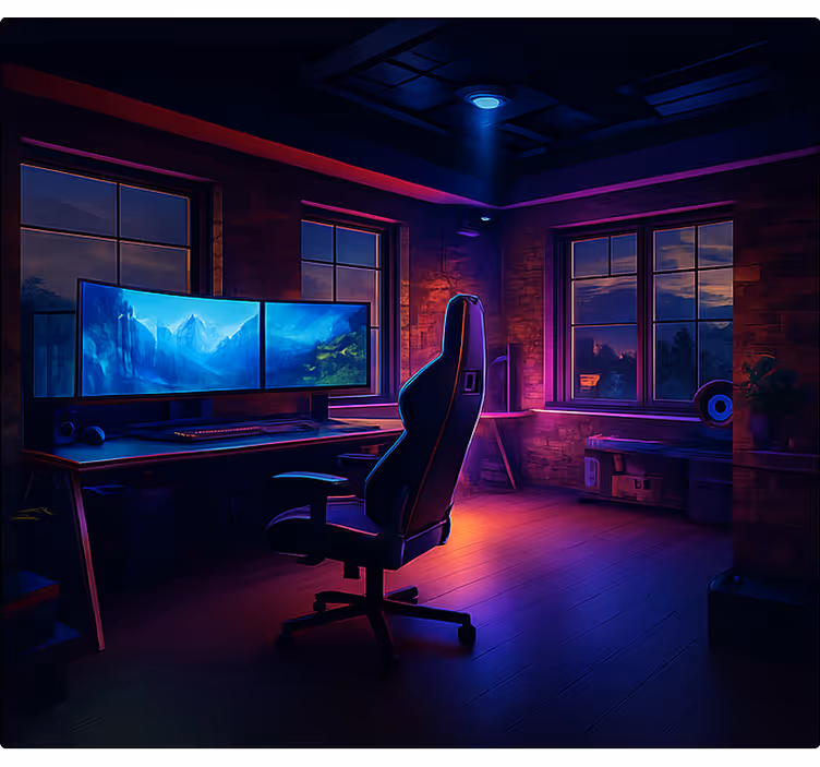 Futuristinen neon-peliasetus nörtti-tyylinen rullaverho - Tenstickers