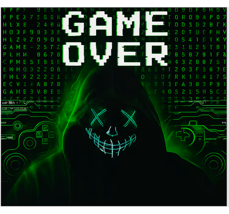 Naamioitu hakkeroitu game over nörtti-tyylinen rullaverho - Tenstickers