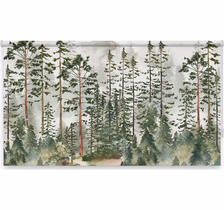Puukuviollinen rullaverho metsän seinälastentarhaan - Tenstickers
