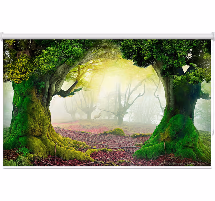 Ikuinen metsäportti puukuviollinen rullaverho - Tenstickers
