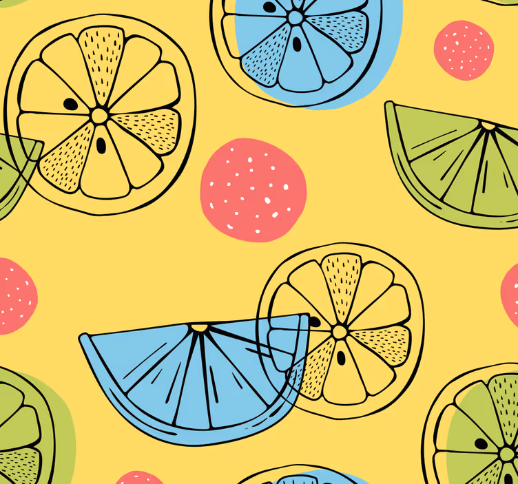 Rullaverho keittiöön sitrushedelmäkuvioilla - Tenstickers