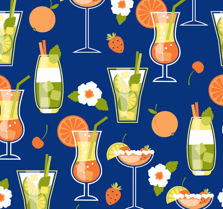 Vintage cocktailitunnelma rullaverho keittiöön - Tenstickers