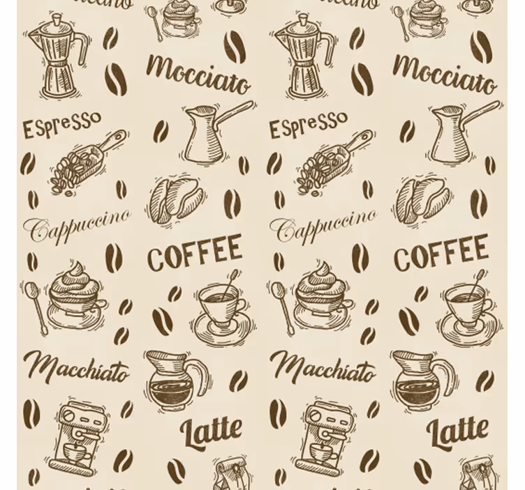 Rullaverho keittiöön 3d kahvinimi kuvioilla - Tenstickers