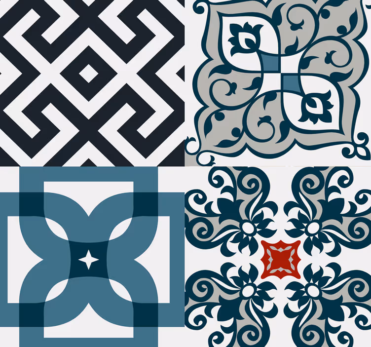 Rullaverho keittiöön portugalilaisilla vintage-laatoilla - Tenstickers