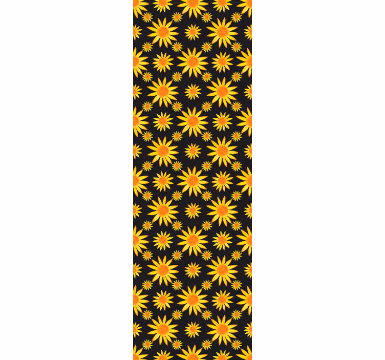 Auringonkukka mustalla taustalla ruokasalin rullaverho - Tenstickers