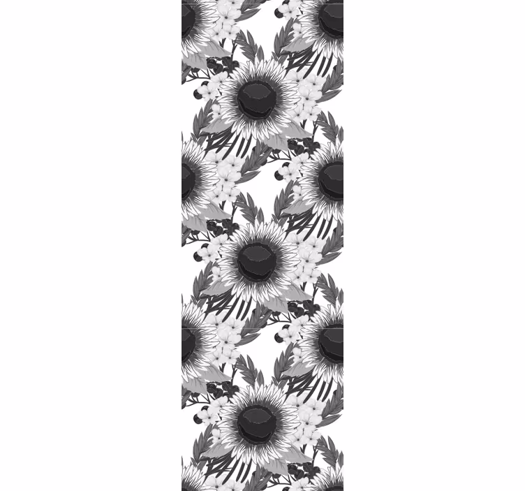 Mustavalkoisetauringonkukkaverhotruokasaliin - Tenstickers