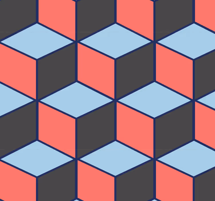 Geometriset neliöt 3d ruokasalin rullaverho - Tenstickers