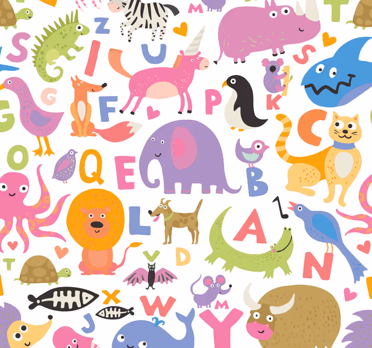 Aakkoseläimet lapsen rullaverho - Tenstickers