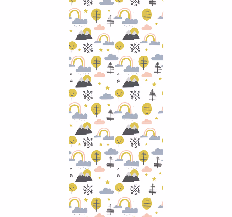 Minimalistiset puut ja sateenkaaret lapsen rullaverho - Tenstickers