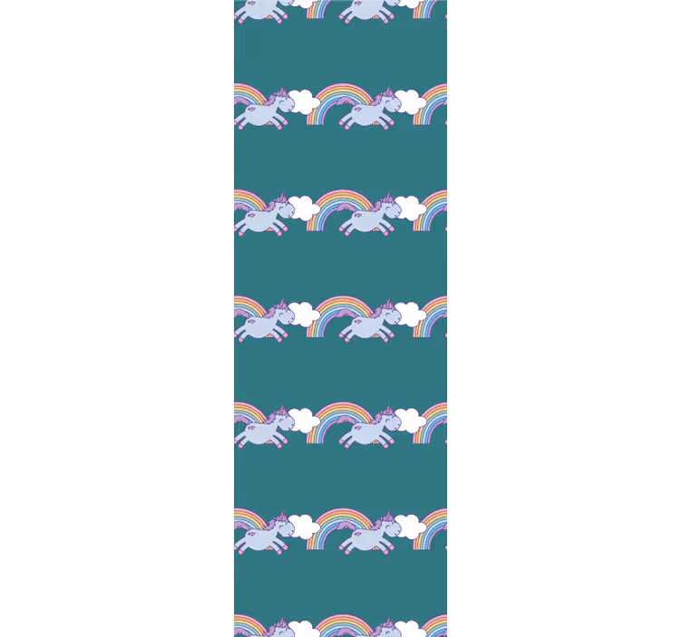 Teal-taustalla yksisarvisia lapsen rullaverho - Tenstickers
