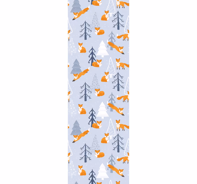 Söpö kettu talvimetsäkuvio rullaverho - Tenstickers