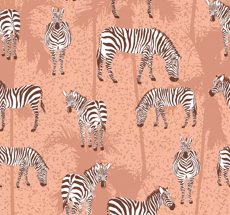 Zebra ja palmut ruskea lapsen rullaverho - Tenstickers