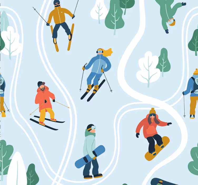 Teini-ikäisen rullaverho sininen hiihtosportti - Tenstickers