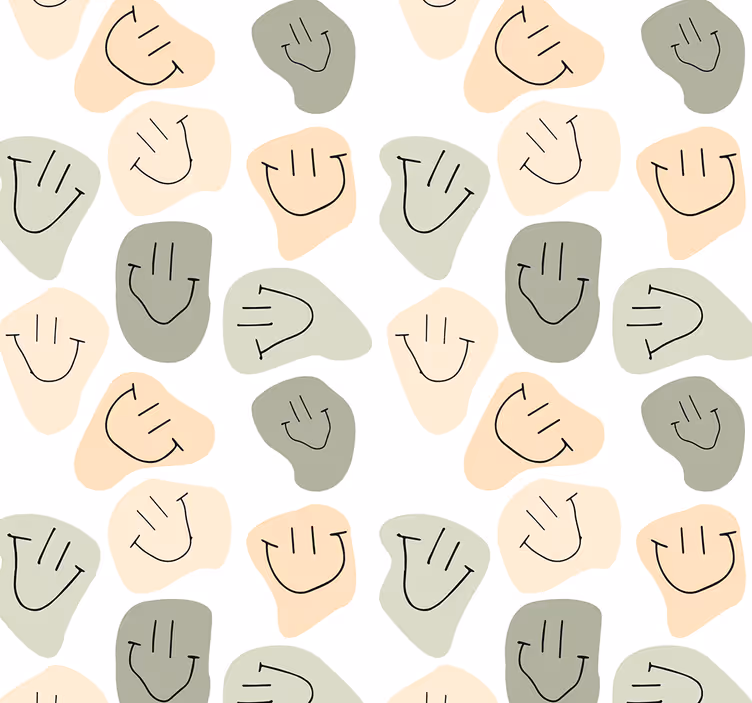 Yksinkertaiset neutraalit värit hymyilevät kasvot rullaverho - Tenstickers