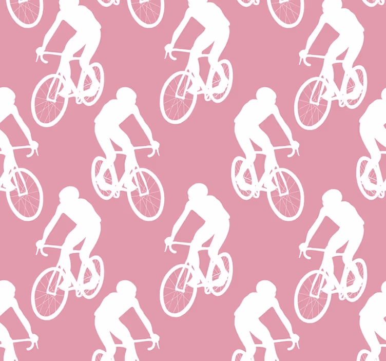 Vaaleanpunainen rullaverho pyöräilijöiden kuvioilla - Tenstickers