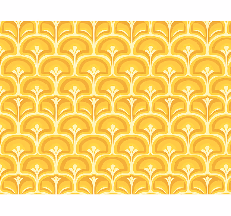 Retro 70-luvun keltaiset kuviot rullaverho - Tenstickers