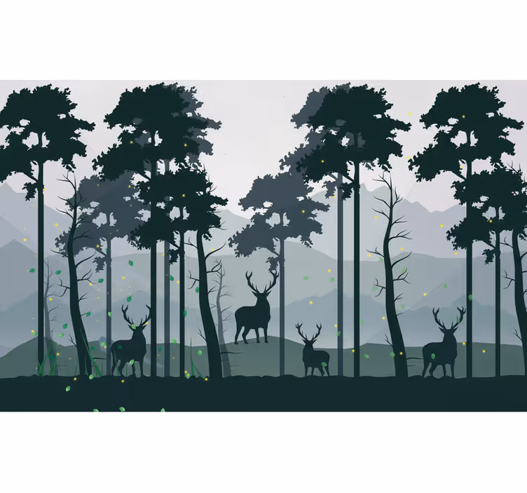 Siluetti metsä skandi rullaverho keittiöön - Tenstickers