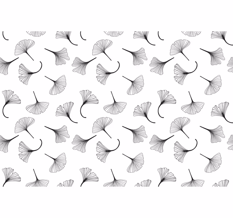 Ginkgo-lehdet mustassa kuosissa rullaverho keittiöön - Tenstickers
