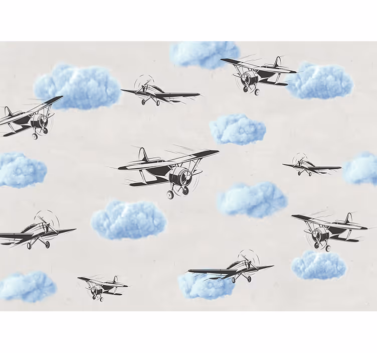 Valkoinen rullaverho taivaalla lentävät lentokoneet - Tenstickers