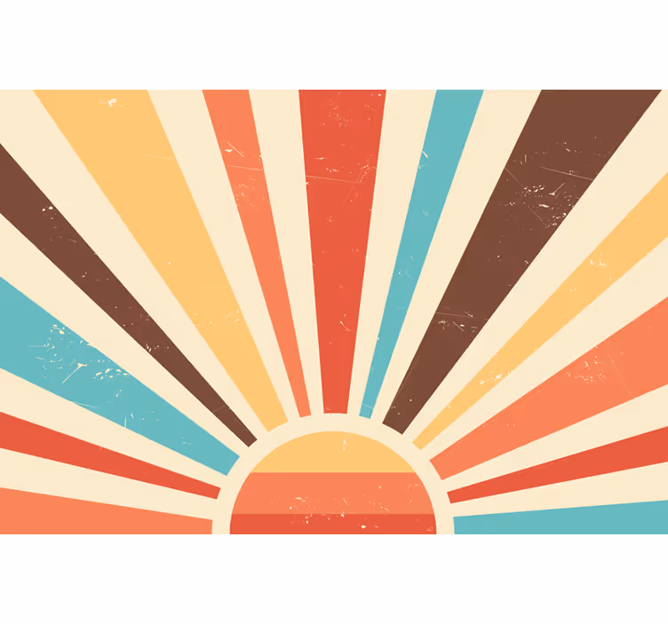 Abstrakti vintage auringonlasku olohuoneen rullaverho - Tenstickers