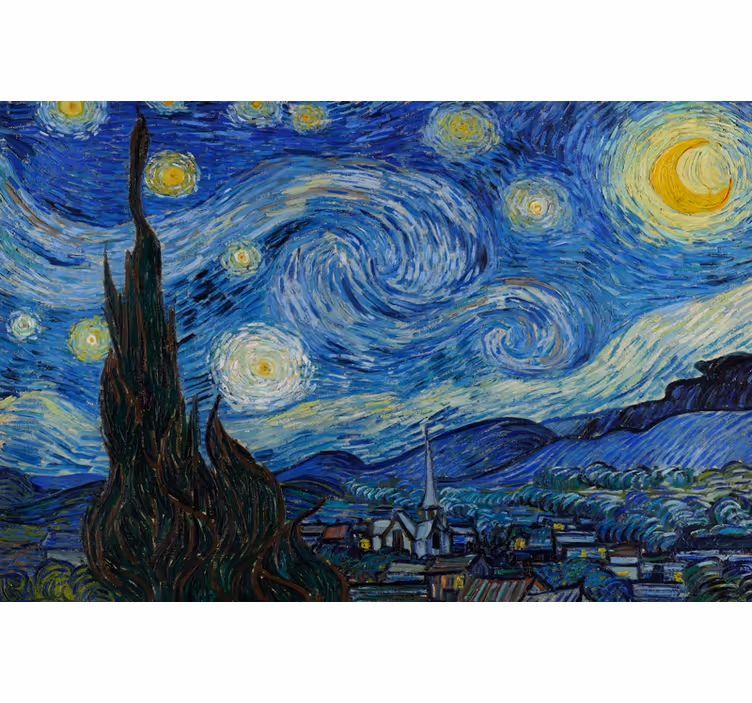Van goghin tähtiyö olohuoneen rullaverho - Tenstickers