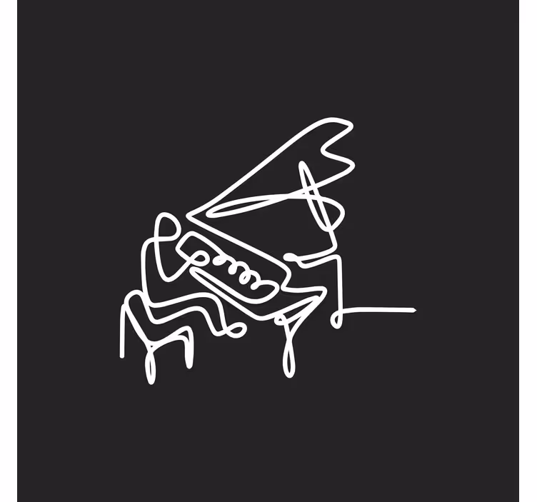 Pianistin viivapiirros söpö designolohuoneen rullaverho - Tenstickers