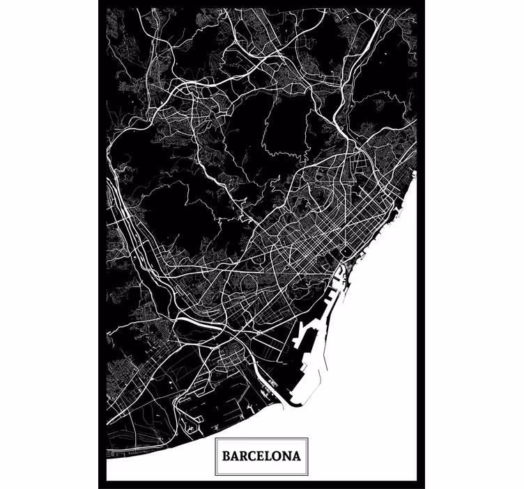Olohuoneen rullaverho barcelona-kartta - Tenstickers