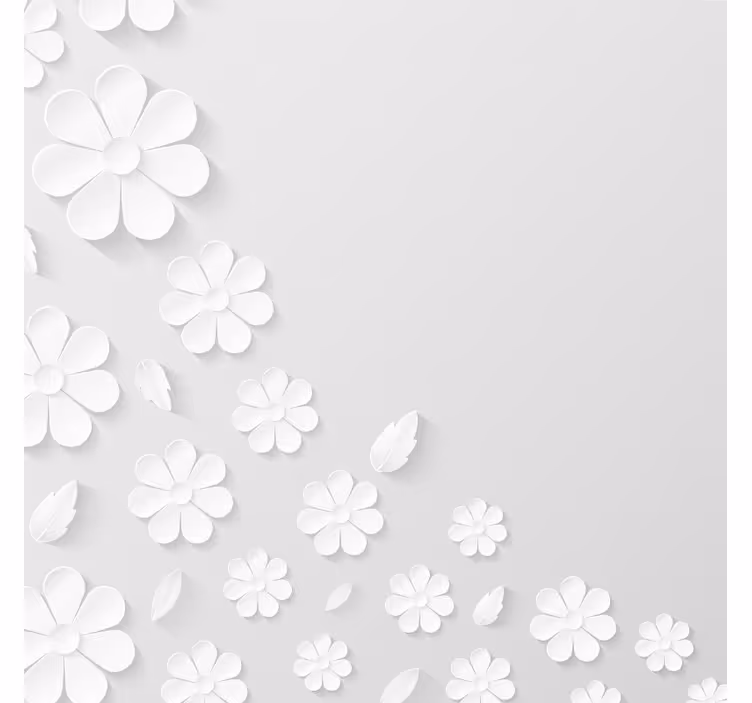 Valkoinen rullaverho paperikukkataustalla - Tenstickers