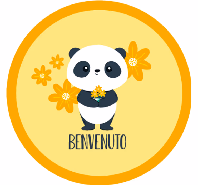 Keltainen rullaverho panda tervetuloa huoneeseeni - Tenstickers