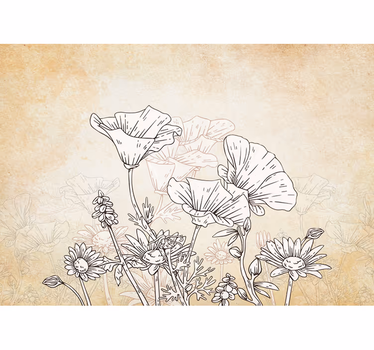 Beige rullaverho vintage niitty - Tenstickers