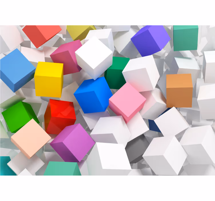 Olohuoneen rullaverho 3d-kuutioita eri väreissä - Tenstickers
