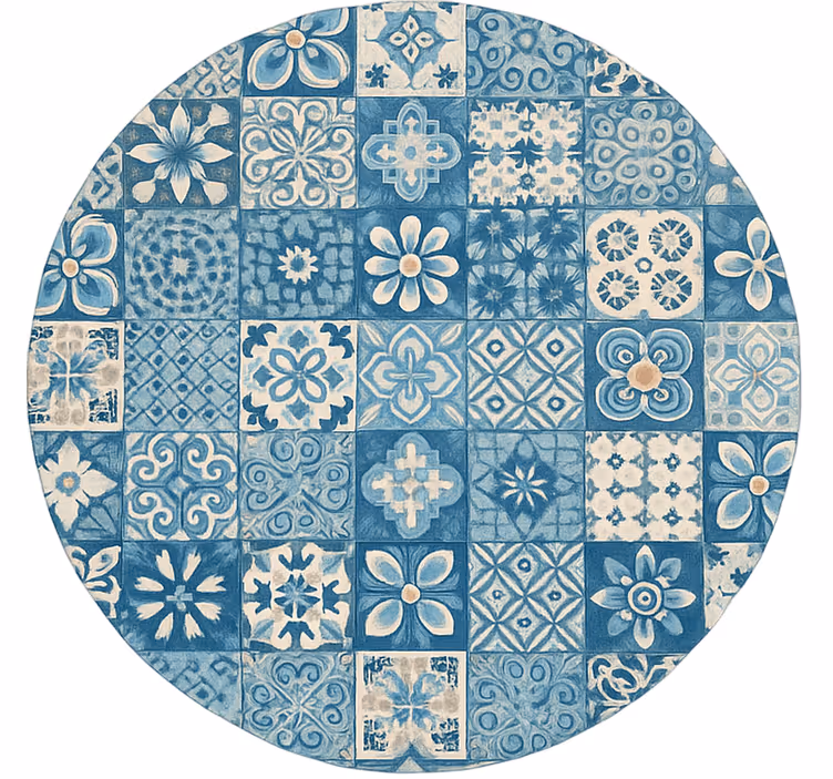 Sininen rullaverho pyöreät mosaiikkilaatat - Tenstickers
