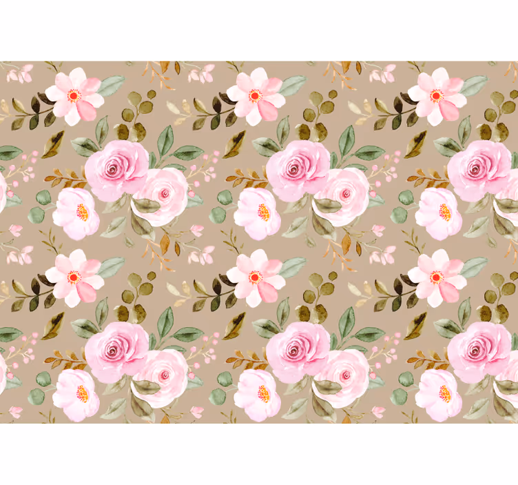 Olohuoneen rullaverho vintage vaaleanbeige ruusukuvio - Tenstickers