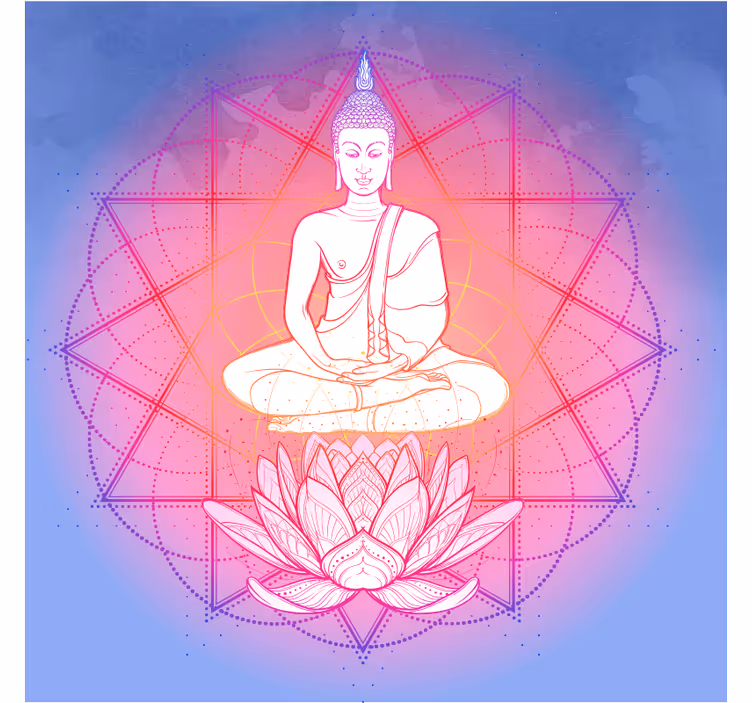 Olohuoneen rullaverho meditoiva mandala buddha - Tenstickers