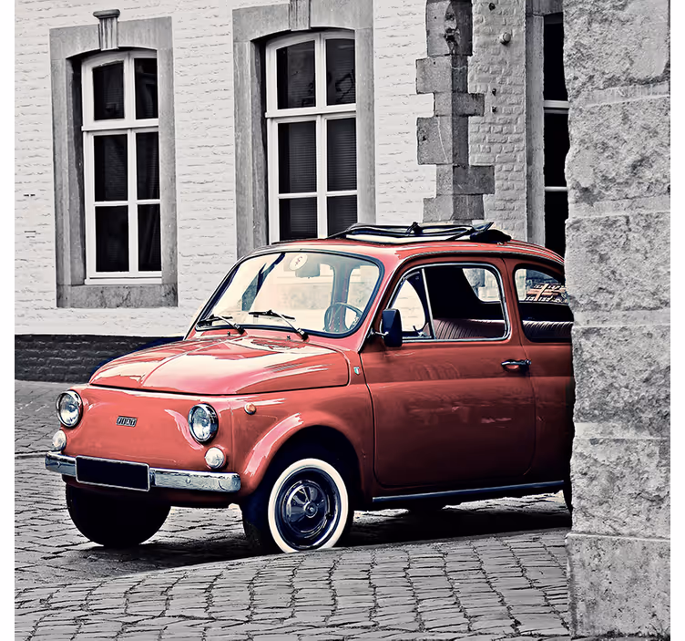 Vintage vanha fiat 500 olohuoneen rullaverho - Tenstickers