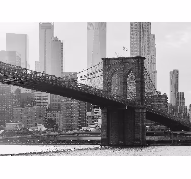 Olohuoneen rullaverho mustavalkoinen brooklynin silta kuva - Tenstickers