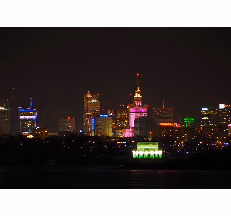 Warszawa yöllä olohuoneen rullaverho - Tenstickers