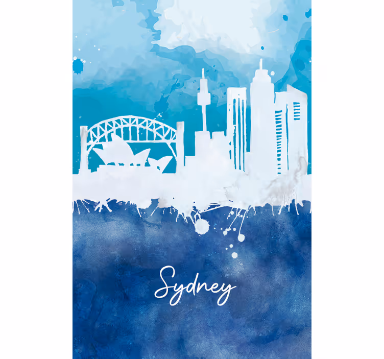 Olohuoneen rullaverho sydney-horisontti akvarelli - Tenstickers