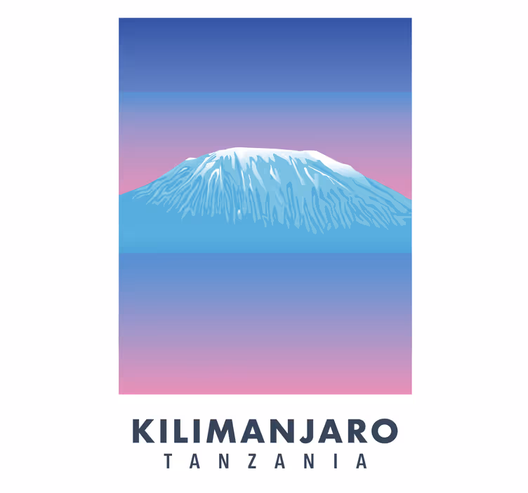 Kilimanjaro retro kangasolohuoneen rullaverho - Tenstickers