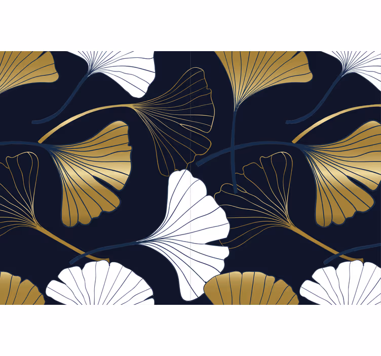 Olohuoneen rullaverho kohokuvioiduilla ginkgo-lehdillä - Tenstickers