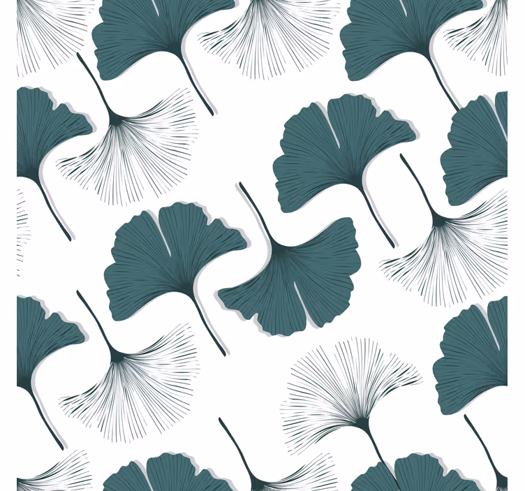 Ginkgo-lehtien saumaton kuvio olohuoneen rullaverho - Tenstickers