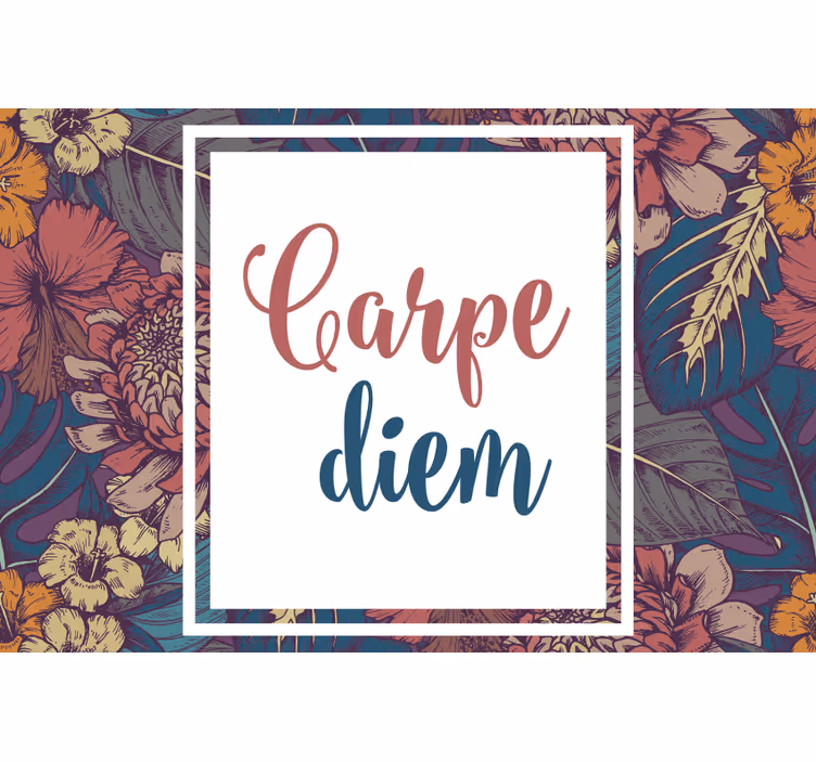 Carpe diem värikäs neliökuvio olohuoneen rullaverho - Tenstickers