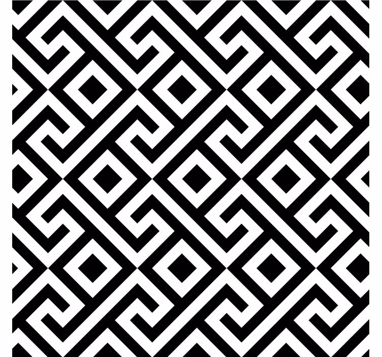 Olohuoneen rullaverho mustavalkoinen monimutkainen geometria - Tenstickers