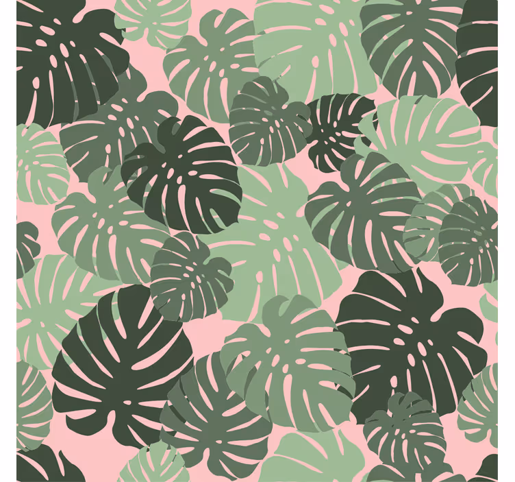 Olohuoneen rullaverho monstera-lehtien vaaleanpunaisena - Tenstickers